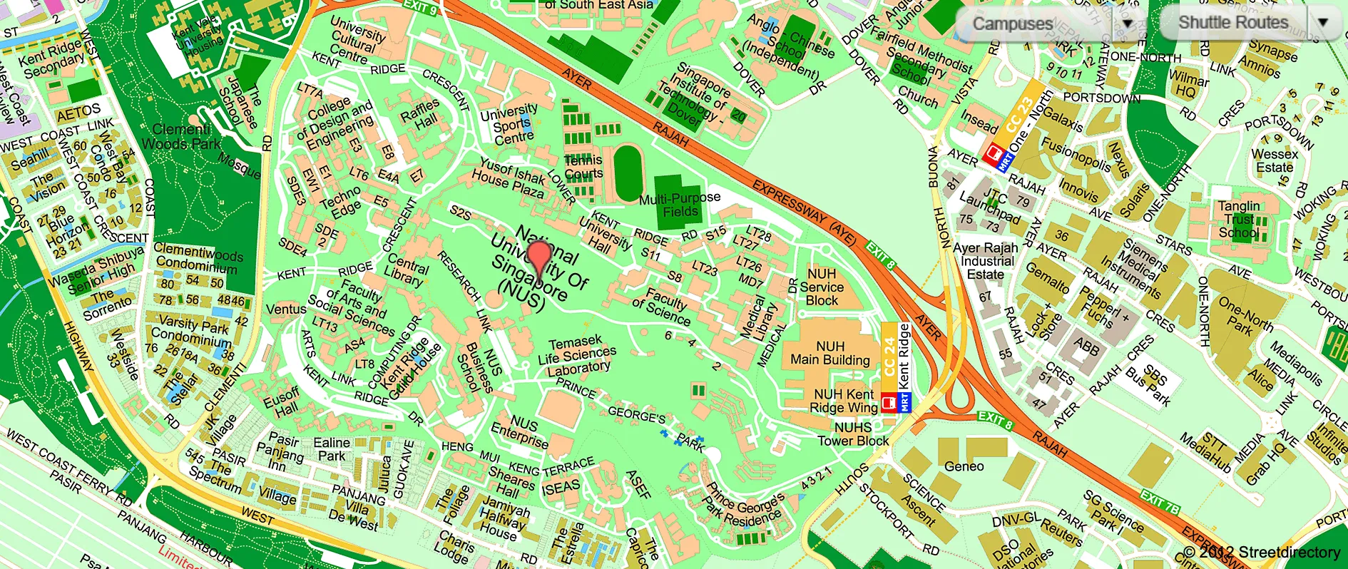 新加坡國立大學 Kent Ridge 校區地圖